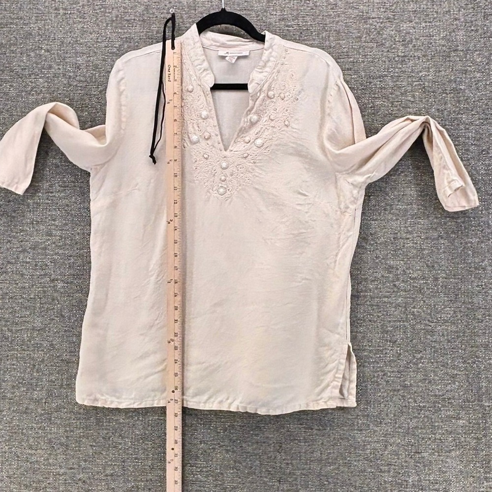 JM Collection Linen Tunic Cream 14 - Picture 13 of 13